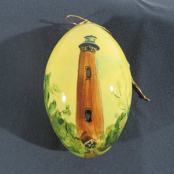 Set of Four (4) Hand Painted NC Lighthouse Ornaments Egg Shells Christmas - Picture 4 of 10